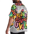 thumbnail image 3 of Thanksgiving Font Men's Short Sleeve Shirts, Casual Hawaiian Print Button Down Summer Beach Top Unisex, 3 of 6
