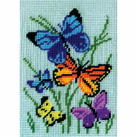 Tobin 050800 Butterflies Galore Needlepoint Kit - 5 x 7 in. Stitched In