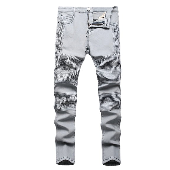 CPNG Boy's Skinny Jeans Pure Cotton Slim Fit Stretch Jeans Straight Leg Fashion Button Front Zipper Denim Pants(Light Ashy,15-16 Years)