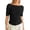A-Black151, variant on Women's Ruched Tshirts Boat Neck Elbow-Length Sleeve Solid Color Tees Loose Fit Daily Wear Holiday Tee Tops