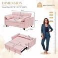 thumbnail image 5 of Bellemave Sleeper Sofa Bed 3-in-1 Convertible Couch with Pullout Bed, Futon 2-Seater Loveseat with Toss Pillows and Storage Pockets, 3 Level Adjustable Backrest Sofa for Living Room （Pink ）, 5 of 8