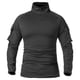 thumbnail image 3 of Camisa de combate de manga larga para hombre, camisas tácticas de algodón antidesgarro con cremallera de 1/4, camisetas de airsoft con camuflaje azul marino, 3 of 5