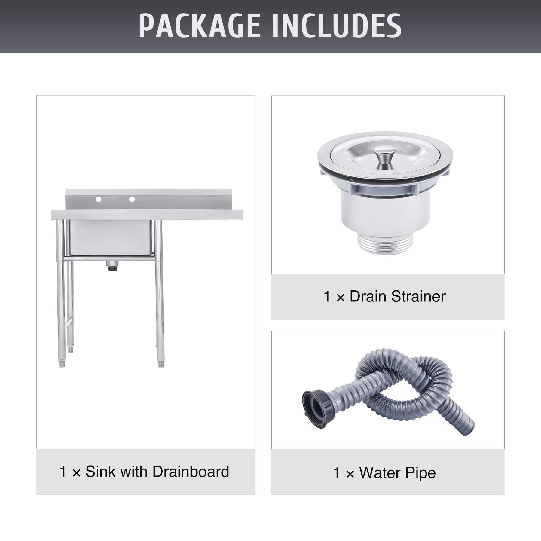 Wilprep Utility Sink w Prep Station Stainless Steel Kitchen Sink for Restaurant Home &c
