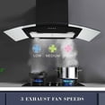 thumbnail image 4 of Joeaonz 30-Inch Island Mount Range Hood with Glass Vent, 900 CFM, 3-Speed Control, 120V, 4 of 9