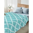 thumbnail image 4 of Queen Size Flat Sheet Only, Quatrefoil Moroccan Pattern Soft Brushed Microfiber Bed Sheets, Geometric Aqua Morocco Hotel Quality Breathable Bedding Top Sheet, Easy Care, 90"x102", 4 of 9