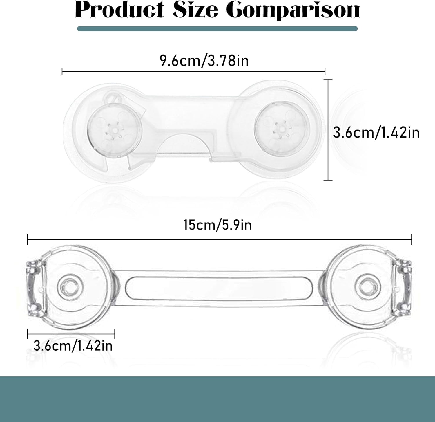 ABCISI 20pcs Cabinet Locks Baby Proofing Clear Child Safety Cabinet Locks Drawer Locks ABS and PE Materials Child Locks For Cabinet, Drawers, Refrigerator (10pcs 5.9in+10pcs 3.78in)