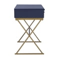 thumbnail image 3 of Linon 47" Campaign Style Metal Writing Desk with 2 Drawers, Blue/Gold, 3 of 15