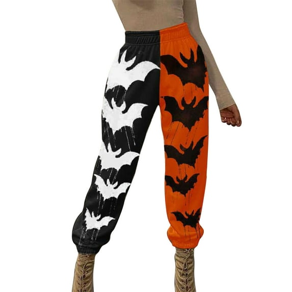 Qiylii Women Harem Pants, Halloween Print High Waist Side Pockets Slimming Casual Party Street Trousers