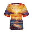 thumbnail image 6 of Penkiiy Graphic Shirts for Women Women's New Crew-neck Short-sleeved Print Casual Top XL Multicolor, 6 of 6