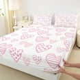 thumbnail image 3 of Feelyou Girly Love Heart Twin Sheet Sets, Pink Princess Cartoon Twin Fitted Sheet, Teen Kid Girl Boy Flat Sheet, Luxury Bedroom Decor, 3 Pieces, 3 of 7