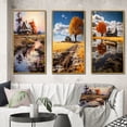 thumbnail image 1 of Designart "Farmhouse Homestead Reflections painting" Landscape & Nature Framed Wall Art Set Of 3 - Brown Farm Frame Canvas Set For Living Room Decor, 1 of 6