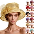 thumbnail image 7 of Church Dress Hat Flower Wide Brim Bridal Tea Party Wedding Hat for Women,Red, 7 of 7