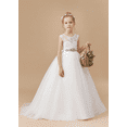 thumbnail image 6 of Flower Girl Dresses for Wedding Floor Length First Communion Dress Applique Girls Pageant Ball Gown (Ivory 2 -3Years）, 6 of 9