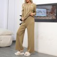 thumbnail image 2 of BangWanChi Two Piece Sets for Women Going Out Women Winter New Loose Casual Fashionable Breasted Lapel Long Sleeved Top+wide Leg Pants Long Sleeved Lapel Set, 2 of 5
