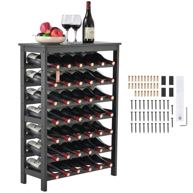 Botellero VEVOR modular para 42 botellas, madera de bambú, color negro