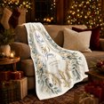 thumbnail image 3 of Golden 50Th Anniversary Floral Wreath Blue Script, Cozy Friendship Quote Scene, Warm Flannel Blanket for Living Room and Reading Nook, Art Lovers Friendship Gift, Artistic Home Decor, 3 of 9