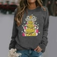 thumbnail image 2 of Fiaer Women's Sweatshirts Christmas Tree Bow Funny Graphic Long Sleeve Pullover Plus Size Crew Neck Cozy Fall Xmas Tops Dark Gray XL, 2 of 4