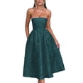 thumbnail image 1 of Vestidos de verano sin tirantes para el regreso a casa con bolsillos, corsé, línea A, midi, para fiesta de cóctel, vestidos de color verde azulado, 1 of 6