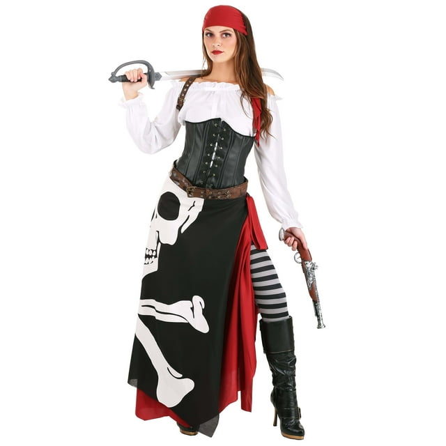 Plus Size Women's Pirate Costume Jolly Roger Flag Pirate