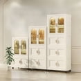 thumbnail image 6 of 25.59" Side Wide Folding Wardrobe , 25.59"×15.75"×70.87 ", With Magnetic Door, Plastic Storage Cabinet With Wheels, 6 of 9