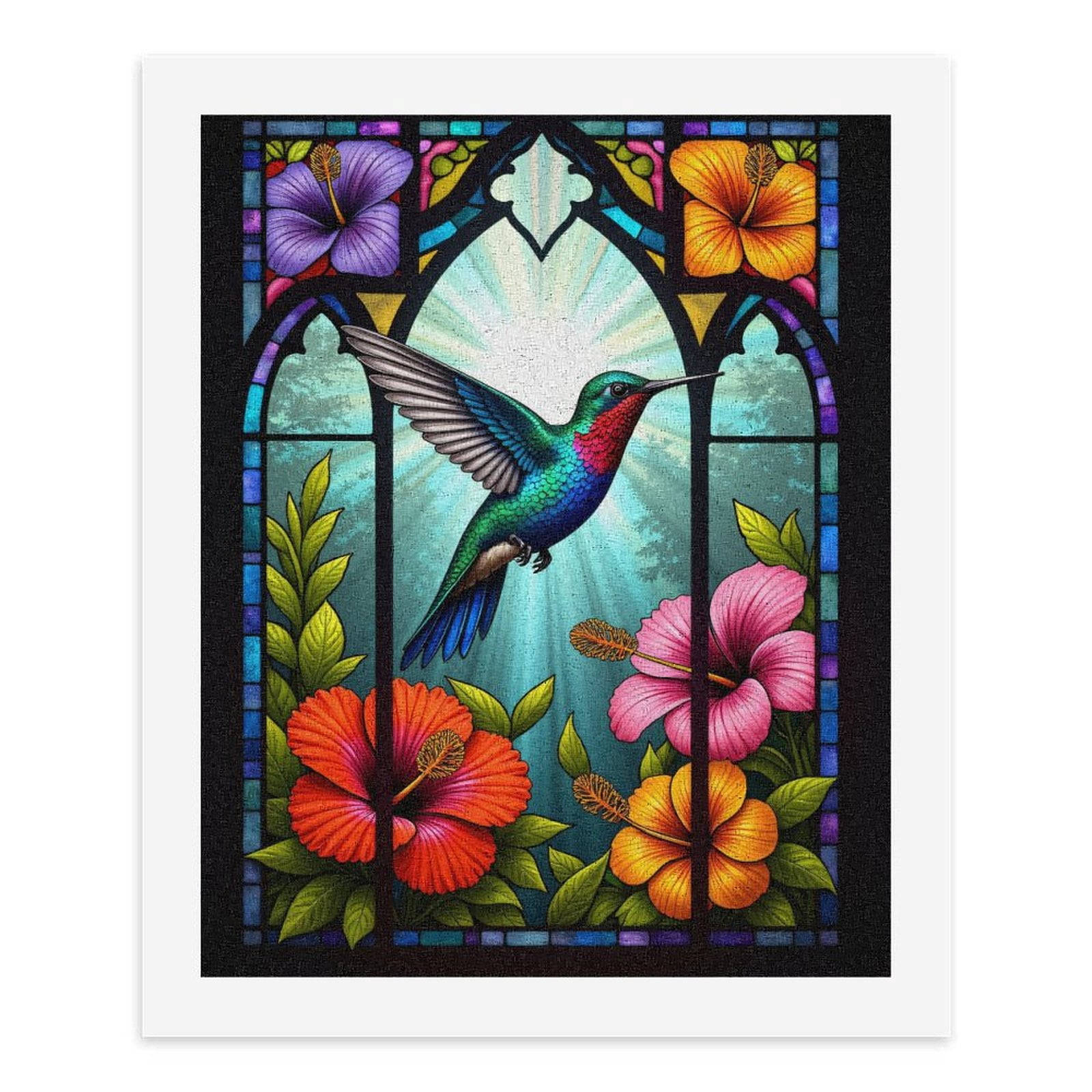 Paint by Numbers Kit for Adults, Hummingbird Stained Glass Flowers Paint by Numbers, Easy Paint by Numbers Kit for Adults Beginner, DIY Adult Paint by Number Kits on Canvas, Home Decor