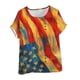 thumbnail image 4 of Vestidos Casuales Para Mujer, Blusas De Mujer De Moda Blusa de lino informal con botones y manga corta estampada para mujer, 4 of 4