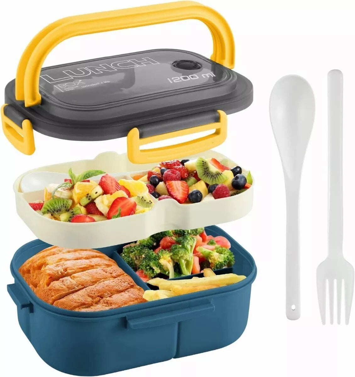 Bento Box For Adults Kids, 1200ML Lunch Container Bento Boxes With