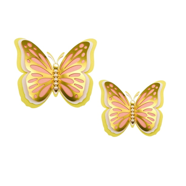 Calcomanías de mariposa 3D Zulema Decoración pared Oro
