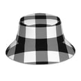 thumbnail image 1 of Fotbe White And Black Plaid Sombrero Tipo Pescador con Estampado – Sombrero de Sol de Algodón de Moda para Playa, Golf, Pesca, 1 of 6