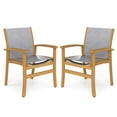 thumbnail image 1 of Costway 2 PCS Outdoor Dining Chairs Acacia Wood Patio Chairs with Breathable Fabric Seat, 1 of 10
