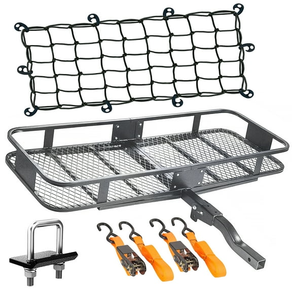 Mockins Hitch Mount Cargo Carrier 60" x 20" x 6" | 500 lbs. Luggage Capacity | Folding Shank to Preserve Storage Space