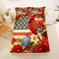 thumbnail image 5 of Manfei Cardinal Bird Floral Bed Sheets,Vintage Usa Flag Full Size Sheets,4pcs,1 Flat Sheet, 1 Fitted Sheet and 2 Pillowcases, 5 of 6