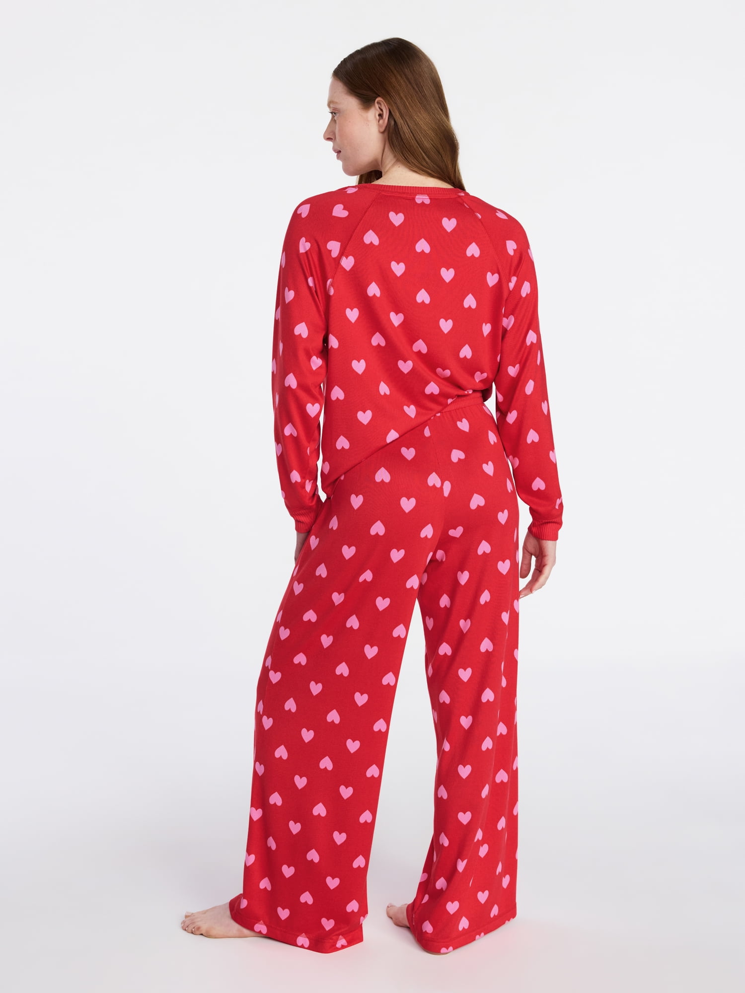 Joyspun Women's Cozy Lounge Collection Hacci Long Sleeve Top and Pants Pajama Set, 2-Piece, Sizes XS-3X