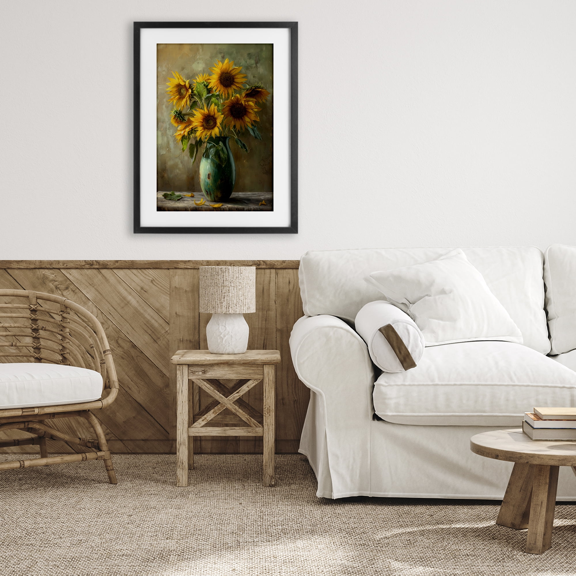 Stupell Industries Moody Sunflower Vase Black Framed Print Under Glass, design by Creative Studio