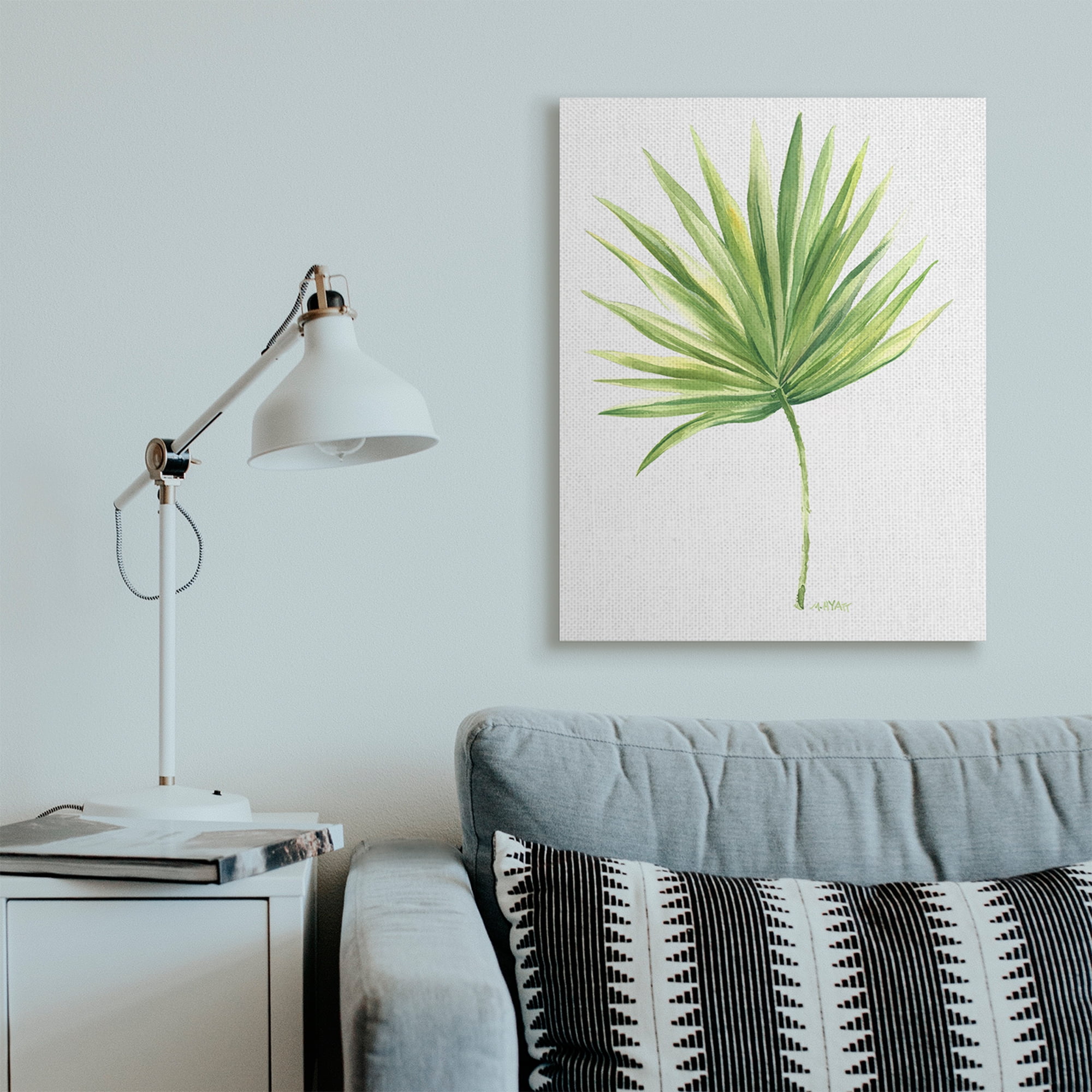 Stupell Industries Tropical Green Palm Fan Minimal on White Canvas Wall Art, 30 x 40, Design by Melissa Hyatt LLC