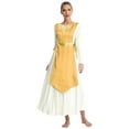 thumbnail image 2 of iiniim Women Metallic Lyrical Dance Dress Lace-Up Sides Split Tunics Dancewear Yellow L, 2 of 7