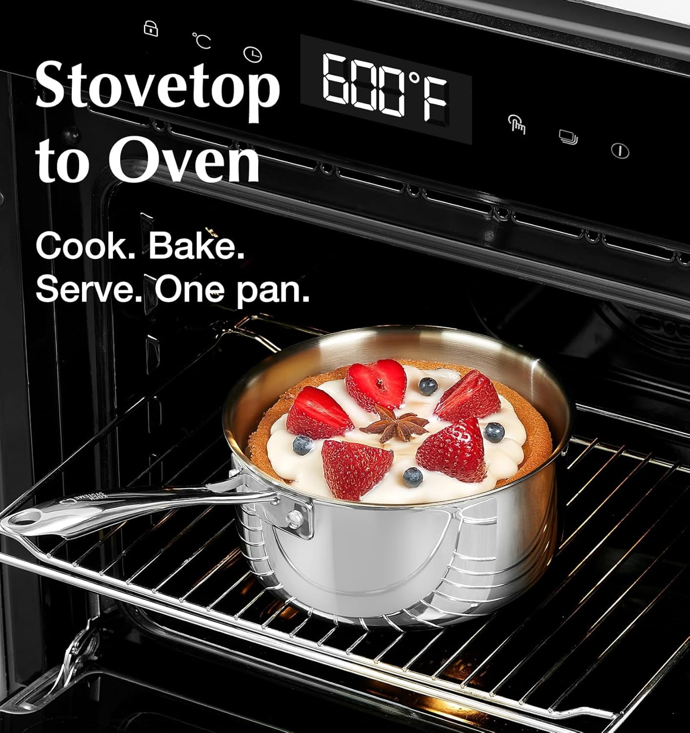 Koch Systeme CS Tri-Ply Stainless Steel Cookware Set, 10-Piece Pots and Pans Set with Glass Lids, Induction Compatible