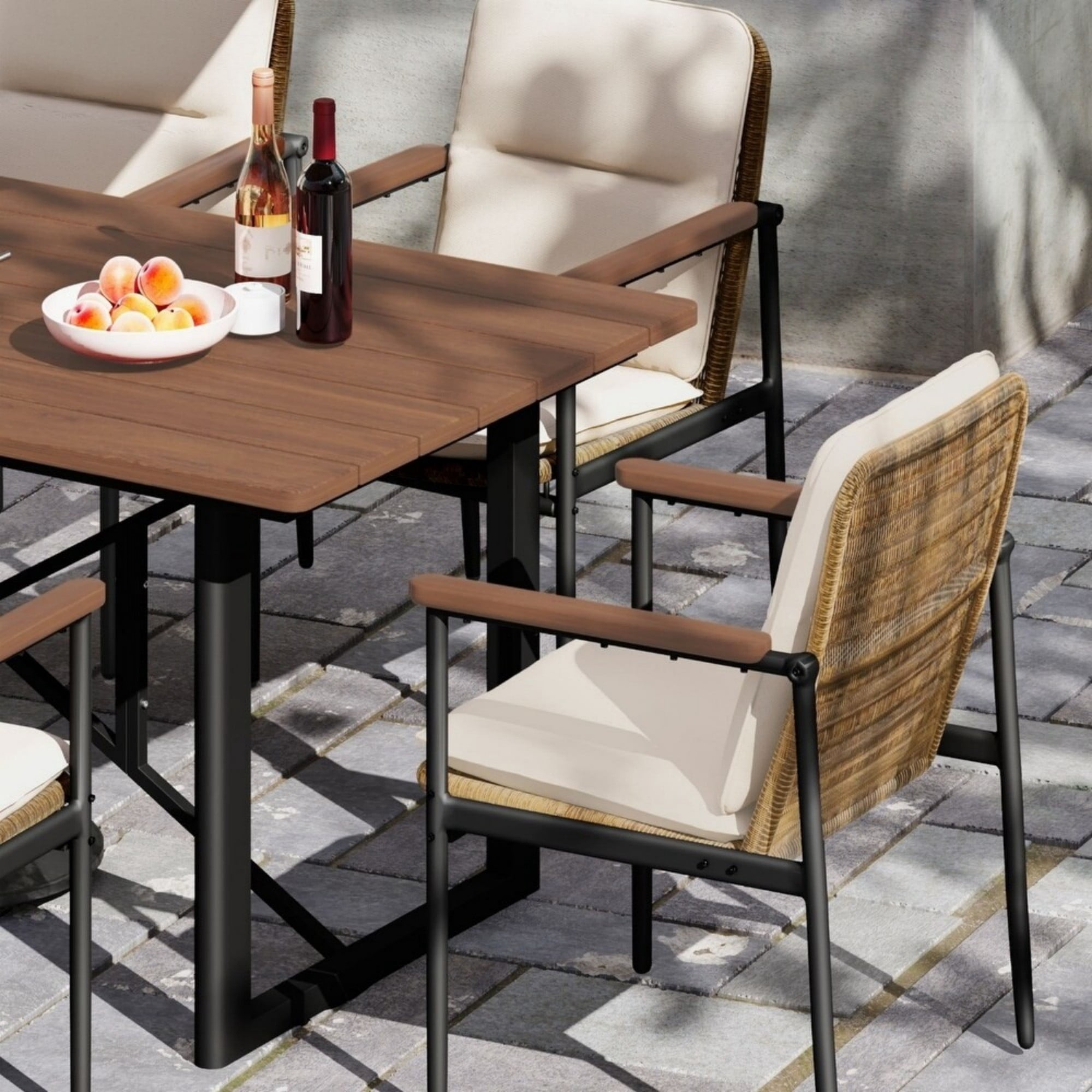 Patio Dining Chairs Set of 4, Aluminum Wicker Outdoor Chairs with Cushions, All Weather Rattan Patio Furniture for Garden Backyard Porch, Light Gray