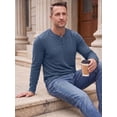 thumbnail image 6 of GRIUNS Mens Henley Shirts Long Sleeve T-Shirt Casual Classic Soft Stretch Pullover Tees Navy Blue L, 6 of 8