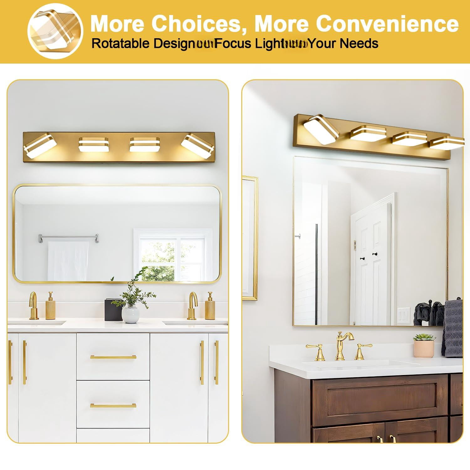360° Rotate Led Bathroom Vanity Light Fixtures  1600lm Lights For Modern Wall Lighting Over Mirror Kitchen Living Room Hallway (natural White 5000k)