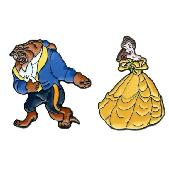 Beauty And The Beast Beast And Belle 2 Piece Enamel Metal Logo Pin Set