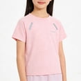 thumbnail image 4 of ITSAME Girls Athletic Shirts, Crewneck Short Sleeve Tops Mesh Quick-Dry Summer Sport T-Shirts Pink Size 10-11, 4 of 8