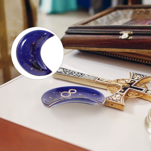 YSNOOWE Durable Blue Ceramic Jewelry Tray for Home Storage and Display, Perfect for Organizing Earrings and Rings