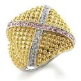 thumbnail image 1 of Gold & Rhodium Brass Ring with AAA Grade CZ, Rose - Size 6, 1 of 1