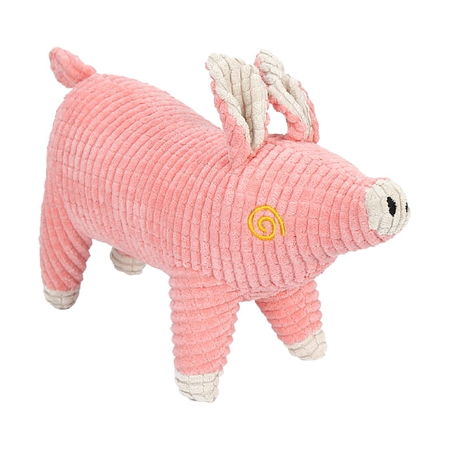 Pet Squeaky Toy, Plush Pig Shape, Polyester Fiber, Crinkle Paper Sound, Teeth Cleaning, Interactive Play for Cats Dogs
