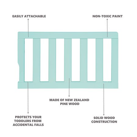 Dream On Me Convertible Crib Toddler Guard Rail in Mint, Converts Cribs to Toddler Beds