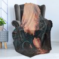 thumbnail image 4 of Landscape Soft Flannel Fleece Blanket, Evening in Amsterdam Netherlands Scandinavian Aurora Borealis River Bridge Image, Cozy Plush for Indoor and Outdoor Use, 50" x 60", Pink Grey, by Ambesonne, 4 of 5