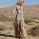 thumbnail image 2 of Vestido largo bohemio TEELYNN Vintage 2023 con estampado floral de gasa, manga tres cuartos, escote en V, vestidos de verano gitanos hippies para mujer, 2 of 5