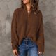 thumbnail image 2 of Suéter de las mujeres Suéter Zip Up Cuello Alto Gota Hombro Mangas de Color Puro Señora Suéter de Punto para el Otoño Invierno, 2 of 6