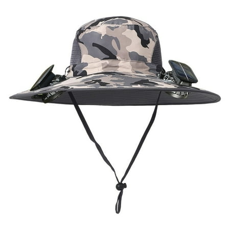 Jilgteok Clearance Solar Fan Hat Wide Solar Fan Outdoor Fishing Hat Men Sun Hat